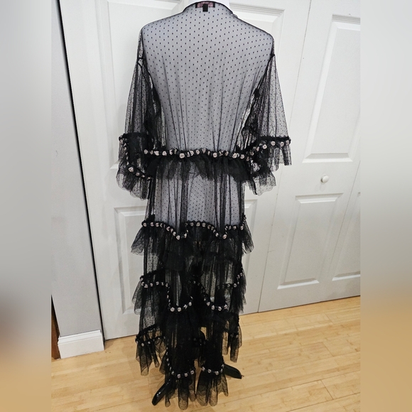 Dolls Kill Goth Unholy Midnight Honeymoon Sheer Lace Tulle Rose Robe Lingerie OS - Picture 5 of 7